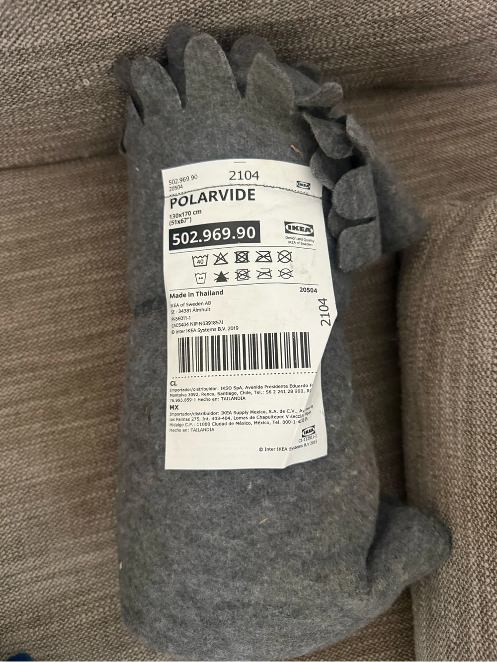 IKEA POLARVIDE Felt Pet Cave in Dark Gray